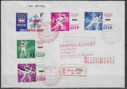 1964 Jeux Olympique D'Innsbruck - Lettre Recommandée D'URSS à Destination De Bale En Suisse - TIMBRE NON DENTELE - Hiver 1964: Innsbruck