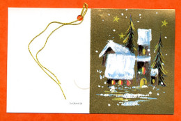 Etiquette Cadeau  Joyeux Noel Mini Carte Maisons Sapins 4 Pour Cadeaux - Babbo Natale