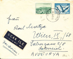 Turkey Cover Sent Air Mail To Austria 26-4-1960 Topic Stamps The Flap On The Backside Of The Cover Is Missing - Lettres & Documents