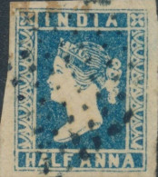 British India 1854 QV 1/2a Half Anna Litho/ Lithograph Stamp With 4 Margins As Per Scan - 1854 East India Company Administration