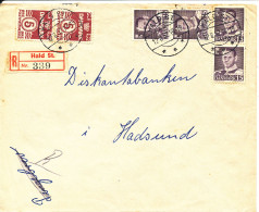 Denmark Registered Cover Sent To Hadsund  Hald St. 12-8-1952 - Covers & Documents