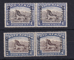 South Africa: 1950/54   Official - Wildebeest   SG O47 / O47a   1/-    MH Pair - Oficiales