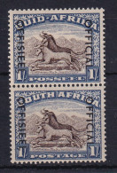 South Africa: 1950/54   Official - Wildebeest   SG O47a    1/-    Blackish Brown & Ultramarine  MNH Pair - Dienstmarken