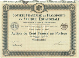 Titre De 1929 - Société Française De Transports En Afrique Equatoriale - - Verkehr & Transport