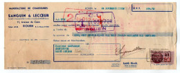 VP22.590 - Lettre De Change - 1938 - Manufacture De Chaussures - SANGUIN & LECOEUR à ROUEN - Bills Of Exchange