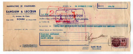 VP22.590 - Lettre De Change - 1938 - Manufacture De Chaussures - SANGUIN & LECOEUR à ROUEN - Wissels