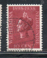 DUTCH INDIA INDIE INDE NEDERLANDS HOLLAND OLANDESE OLANDESI INDIES 1938 QUEEN WILHELMINA 10c USED USATO OBLITERE' - Nederlands-Indië