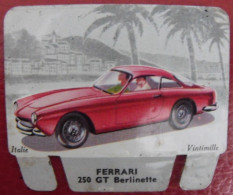 Plaque Ferrari 250 GT N° 32. Les Grandes Marques D'automobiles Chocolat Cafés Martel Mota. Plaquette Métal Vers 1960 - Placas En Aluminio (desde 1961)