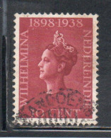 DUTCH INDIA INDIE INDE NEDERLANDS HOLLAND OLANDESE OLANDESI INDIES 1938 QUEEN WILHELMINA 10c USED USATO OBLITERE' - Nederlands-Indië