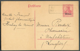 E.P. Carte 10 Cent. S/10pfg. écrite D'HABAY-la-NEUVE Le 14/04/1917 Annulé Par La Griffe GEPRÜFT MILITÄRISCHE POSTÜBERWAC - OC26/37 Territoire Des Etapes