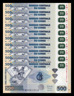 Congo República Democrática Lot Bundle 100 Banknotes 500 Francs 2022 (2023) Pick 96e New Sc Unc - Demokratische Republik Kongo & Zaire