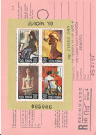 Romania Card Registered 3-1-1995 Topic Stamps Minisheet EUROPA CEPT 1993 - Storia Postale