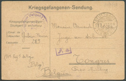 Carte Pour Prisonniers De Guerre Du CAMP Dc STUTTGART 2 30.10.17 Vers Tongres + Griffe Violette F.a. Et Dc Kriegsgefange - Kriegsgefangenschaft