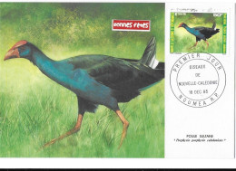 NOUVELLE -CALÉDONIE ET DÉPENDANCES   OISEAU POULE SULTANE  (TRES BELLE CARTE)18 Décembre 1985 - Briefe U. Dokumente