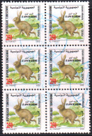 2002 -Tunisie/Y&T1451 Animaux Sauvages   Tunisie- Lapin De Garenne Bloc De 6 Oblis - Conigli