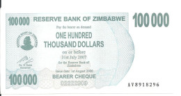 ZIMBABWE 100000 DOLLARS  BEARER CHEQUE 2006 AUNC P 48 B - Simbabwe