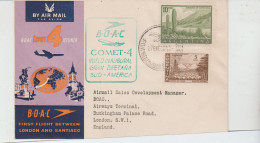 BOAC  ENVELOPPE CACHET VOL INAUGURAL ANGLETERRE AMERIQUE DU SUD - Regno Unito