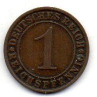 GERMANY - WEIMAR REPUBLIC, 1 Reichs Pfennig, Bronze, Year 1924-J, KM # 37 - 1 Rentenpfennig & 1 Reichspfennig