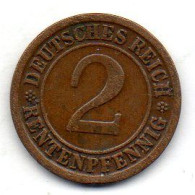 GERMANY - WEIMAR REPUBLIC, 2 Renten Pfennig, Bronze, Year 1923-A, KM # 31 - 2 Rentenpfennig & 2 Reichspfennig