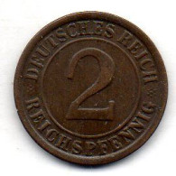 GERMANY - WEIMAR REPUBLIC, 2 Reichs Pfennig, Bronze, Year 1924-F, KM # 38 - 2 Rentenpfennig & 2 Reichspfennig