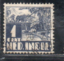 DUTCH INDIA INDIE INDE NEDERLANDS HOLLAND OLANDESE OLANDESI INDIES 1933 1937 RICE FIELD SCENE 1c USED USATO OBLITERE' - Nederlands-Indië