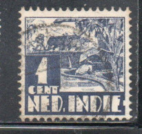 DUTCH INDIA INDIE INDE NEDERLANDS HOLLAND OLANDESE OLANDESI INDIES 1933 1937 RICE FIELD SCENE 1c USED USATO OBLITERE' - Nederlands-Indië