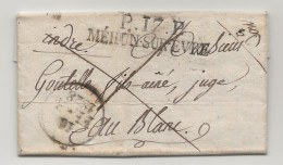 LAC 1828 CHER MEHUN Sur YEVRE EVRE Marque Postale P.17.P. PORT PAYE Lettre LE BLANC INDRE P17P - 1801-1848: Vorläufer XIX