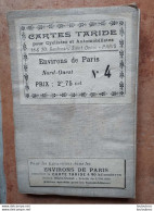 CARTE TARIDE TOILEE POUR CYCLISTES ET AUTOMOBILISTES ENVIRONS DE PARIS NORD-OUEST N°4 - Cartes Routières