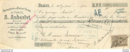 A. AUBERLET DECORATIONS EN CARTON PIERRE ET STAFF PARIS 1900 LETTRE DE CHANGE AVEC TIMBRE FISCAL - Letras De Cambio
