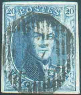 N°7 Médaillon 20 Centimes Bleu, TB Margé Et Frappe D.57 SIVRY Idéalement Apposée. - TTB -  14653 - 1851-1857 Médaillons (6/8)