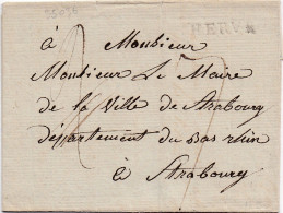 35036# LETTRE TAXE MODIFIEE Obl HERVE Pour STRASBOURG BAS RHIN ALSACE Au Dos DUITSCH GRENSK : TE HENRI CHAPELLE - 1815-1830 (Holländische Periode)