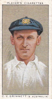 Cricketers 1934  - Players Cigarette Card - 43 CV Grimmett, South Australia & Australia - Player's