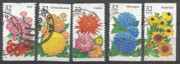 USA 1995 Fall Garden Flowers -  Cpl 5v Set VFU Sc.# 2993/97 - Strips & Multiples