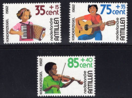 Netherlands Antilles Antillen Serie 3v 1982 Child Welfare Music Instruments MNH - West Indies