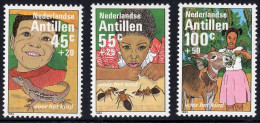 Netherlands Antilles Antillen Serie 3v 1983 Child Welfare Animals Ants Donkey Lizard MNH - West Indies