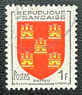 FRA0952U2 - Armoiries De Provinces (VI) - Poitou - 1 F Used Stamp - 1953 - France YT 952 - 1941-66 Escudos Y Blasones