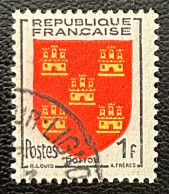 FRA0952U9 - Armoiries De Provinces (VI) - Poitou - 1 F Used Stamp - 1953 - France YT 952 - 1941-66 Escudos Y Blasones
