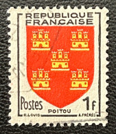 FRA0952UC - Armoiries De Provinces (VI) - Poitou - 1 F Used Stamp - 1953 - France YT 952 - 1941-66 Escudos Y Blasones