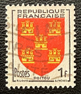 FRA0952UE - Armoiries De Provinces (VI) - Poitou - 1 F Used Stamp - 1953 - France YT 952 - 1941-66 Escudos Y Blasones