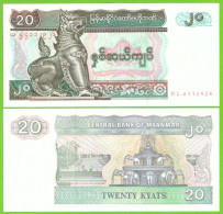 MYANMAR 20 KYAT ND 1994 P-72 UNC - Myanmar