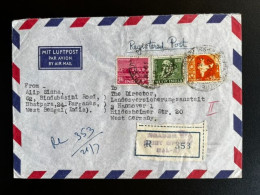 INDIA 1967 REGISTERED LETTER BHATPARA TO HANNOVER GERMANY 21-07-1967 - Cartas & Documentos