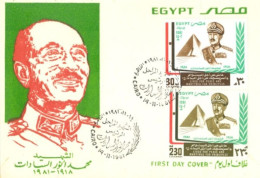 EGYPT - 1981, F.D.C. OFSTAMPS COMMEMORATING PRESIDENT MOHAMMED ANWAR AL SADAT. - Storia Postale