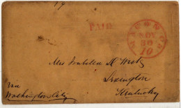 (N101) USA Cover - Red Postal Markings " Paid"  Nacon (Ga) Nov 30 10 - Via Washington City - Lexington Kentucky - …-1845 Prephilately