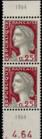 FRANCE - YT N° 1263f "MARIANNE DE DECARIS EN PAIRE AVEC BANDES BLANCHES " Neuf LUXE**.SEULE PROPOSITION. Bas Prix. - 1960 Marianne Of Decaris