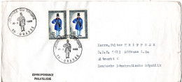 L72685 - Frankreich - 1968 - 2@0,25F Tag Der Briefmarke '68 A Bf SoStpl GRASSE - JOURNEE DU TIMBRE -> DDR - Tag Der Briefmarke