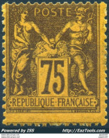 FRANCE TYPE SAGE 75c VIOLET SUR ORANGE N SOUS U TYPE II N° 99 NEUF * AVEC CHARNIERE - 1876-1898 Sage (Tipo II)