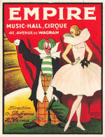 Circus * EMPIRE Music Hall Cirque , 41 Avenue De Wagram Paris 8ème & 17ème * Doc Pub Ancien Illustrateur * Clown - Cirque