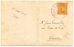 BELGIQUE - COB 135 CACHET CAOUTCHOUC CUESMES SUR CARTE POSTALE, 1919 - Storia Postale