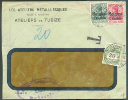 BELGIEN OC N°2/3 Obl. Sc TUBIZE Sur Lettre Du 7-IX-1916 + Censure De Bruxelles Vers Le Grand-Duché De Luxembourg Et Taxé - Impuestos