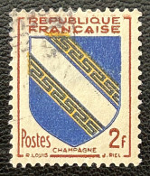 FRA0953U1 - Armoiries De Provinces (VI) - Champagne - 2 F Used Stamp - 1953 - France YT 953 - 1941-66 Escudos Y Blasones